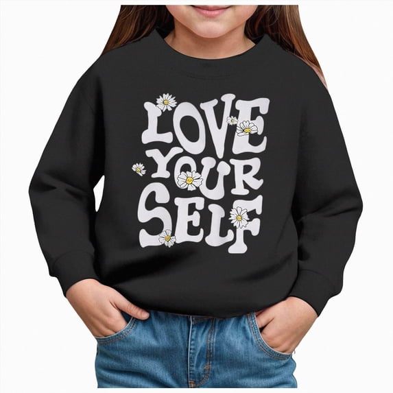 TOWED22 Girl's Sweatshirt Oversized Cute Graphic Crewneck Long Sleeve Pullover Tops,2Y
