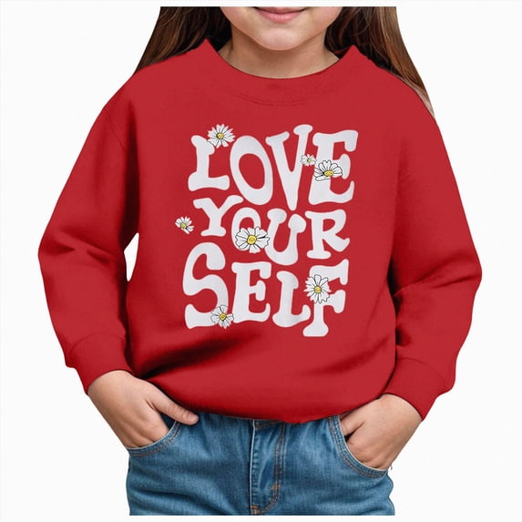 TOWED22 Girl's Sweatshirt Oversized Cute Graphic Crewneck Long Sleeve Pullover Tops,3Y