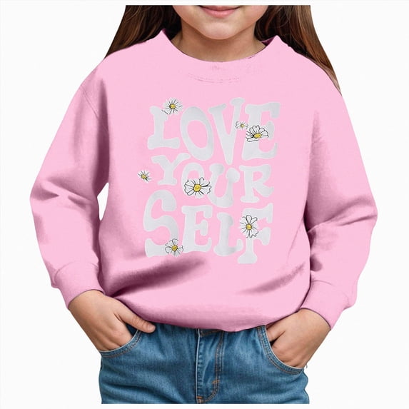 TOWED22 Girl's Sweatshirt Oversized Cute Graphic Crewneck Long Sleeve Pullover Tops,3Y