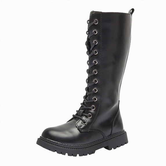 TOWED22 Girl's Waterproof Side Zipper Knee High Riding Boots (Toddler/Little Kid/Big Kid)(Black,3.5)