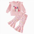 thumbnail image 1 of TOWED22 Girls 2 Piece Outfits Cute Graphic Print Crew Neck Sweatshirt and Cute Wide Leg Pants Clothing Set,Pink,3-4 Y, 1 of 7