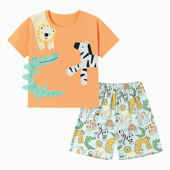 TOWED22 Girls 2 Piece Outfits Girl Summer Clothes Kids Sport T Shirts and Shorts girls' Clothing Sets 5-14 Years(Orange,6-7 Y)