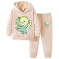 thumbnail image 1 of TOWED22 Girls 2 Piece Outfits Sweatsuit Kids Athletic Hooded Sweatshirt and Sweatpants Winter Casual Tracksuit Sets,Beige,6-7 Y, 1 of 7
