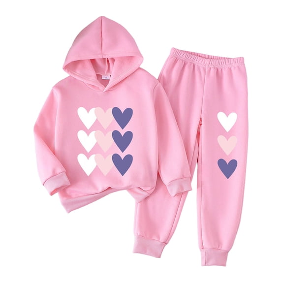 TOWED22 Girls 2 Pieces Athletic Sweatsuit Casual Sweatshirts and Pants Long Sleeve Pull Over Outfits Sets,Red,6-7 Y