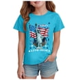 thumbnail image 1 of TOWED22 Girls 4th of July Shirts American Flag Tees Kids Patriotic Independence Day Memorial Day Tops(Sky Blue,1-2 Y), 1 of 4