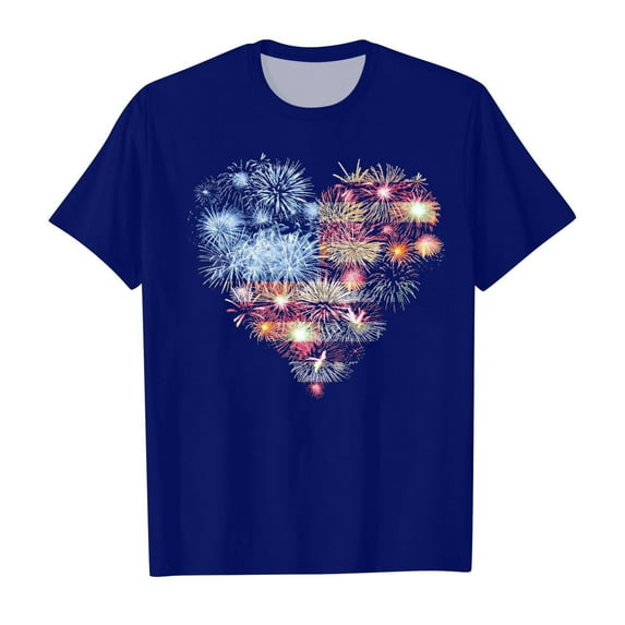 TOWED22 Girls 4th of July T Shirts American Flag Patriotic T-Shirt Short Sleeve Summer Loose Casual Tops(Dark Blue,4-5 Y)