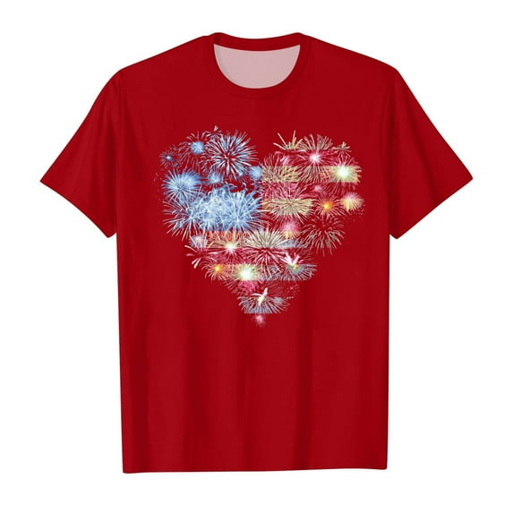 TOWED22 Girls 4th of July T Shirts American Flag Patriotic T-Shirt Short Sleeve Summer Loose Casual Tops(Red,4-5 Y)