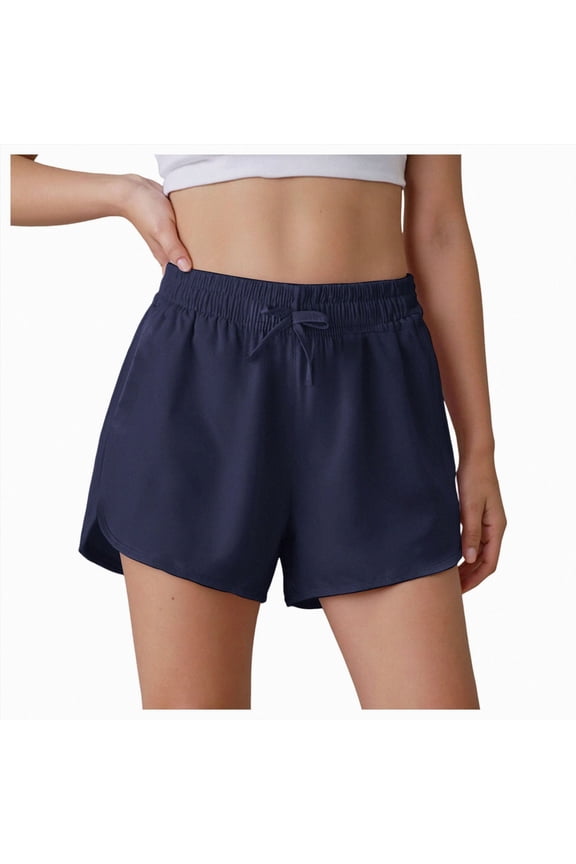 Girls Athletic Shorts Sports Running Workout Track Cheer Teen Gym Summer Dolphin Pockets(Navy,6-7 Y)
