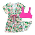 thumbnail image 1 of TOWED22 Girls Bikini Set 3PCS Swimsuit Bathing Suits Cover Up Skirt Adjustable Shoulder Straps Floral Swimwear Pink,5-6 Y, 1 of 6