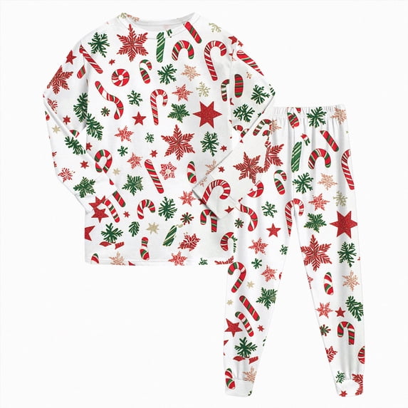 TOWED22 Girls Boys Christmas Pajamas Set Sleepwear Graphic Pjs Toddler Xmas Funny Graphic Long Sleeve Jammies Kids Holiday Sleepwear,8-9 Y