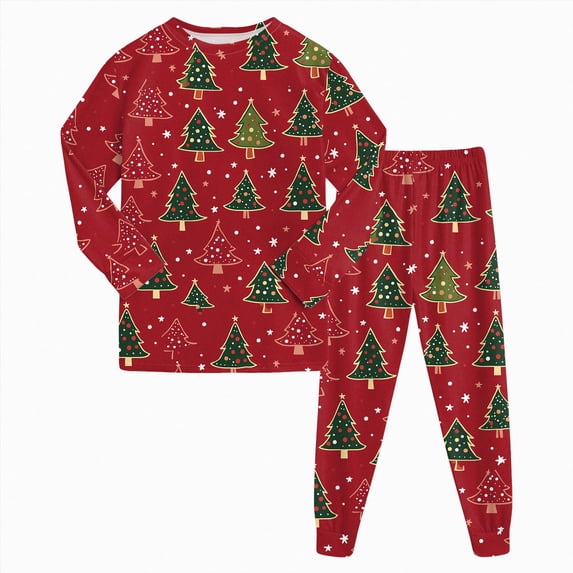 TOWED22 Girls Boys Christmas Pajamas Xmas Graphic Pjs Toddler 2 Piece Sleepwear Kids Holiday Clothes Set