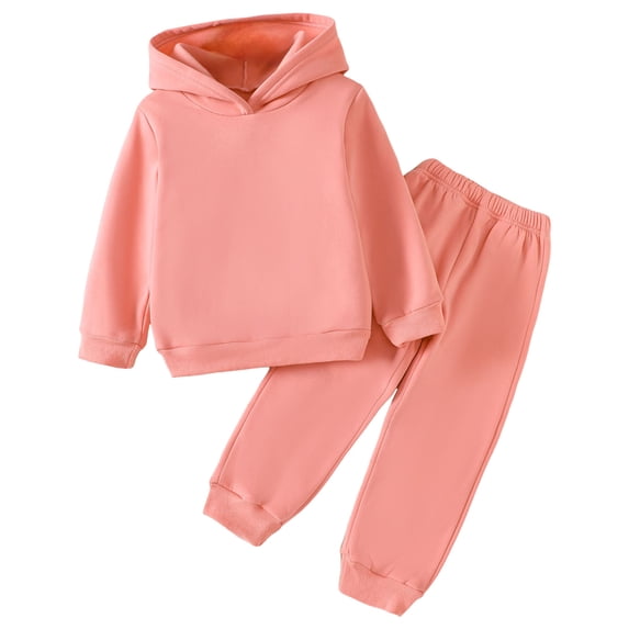 TOWED22 Girls Boys Fleece 2 Piece Fall Winter Outfits Pants Set Hoodies Sweatshirt and Jogger Sweatpants,Pink,7-8 Y