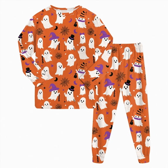 TOWED22 Girls Boys Halloween Pajamas Set Sleepwear Graphic Graphic Pjs Toddler Long Sleeve Jammies Kids Sleepwear