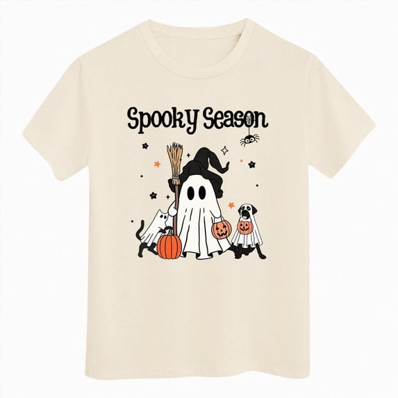 TOWED22 Girls Boys Halloween Shirt Cute Graphic Shirt Halloween Shirt Kids Spooky Season Fall Short Sleeve Tee Tops