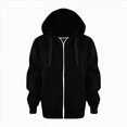 thumbnail image 1 of TOWED22 Girls Boys Hoodie Sweatshirt Solid Full Zip Jacket Casual Classic Tops(Black,11-12 Y), 1 of 6