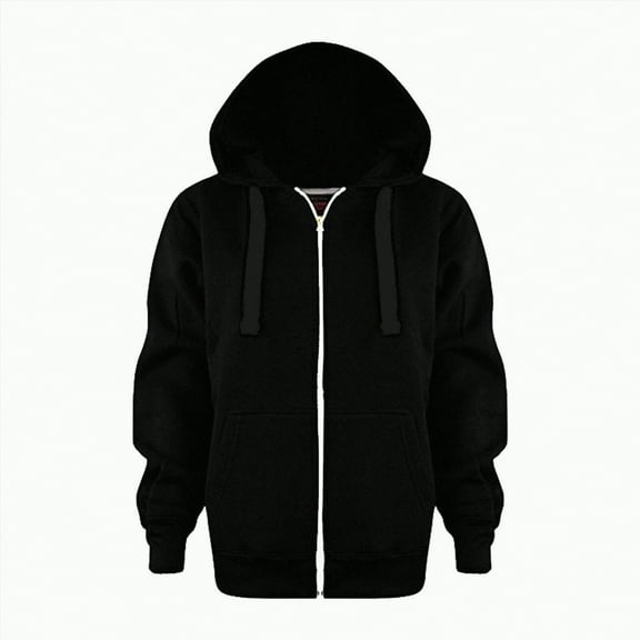 TOWED22 Girls Boys Hoodie Sweatshirt Solid Full Zip Jacket Casual Classic Tops(Black,9-10 Y)