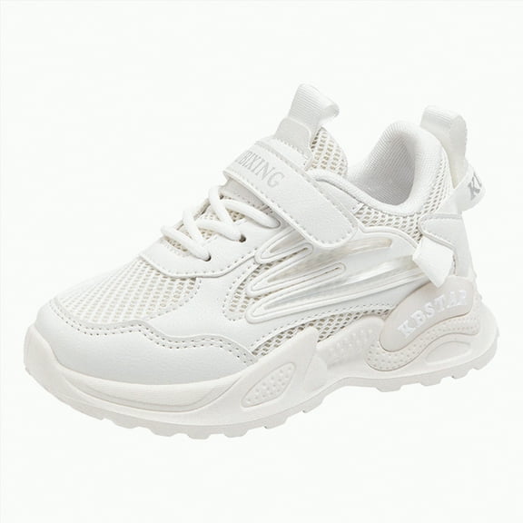 TOWED22 Girls Boys Kids Lightweight Breathable Athletic Sport Sneakers(White,10)