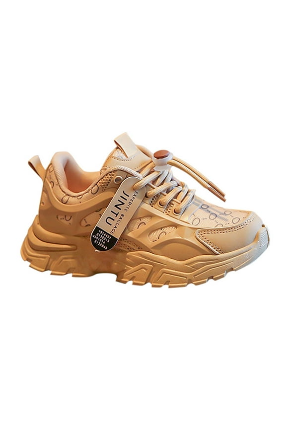 Girls Boys Shoes Kids Tennis School Sneakers Breathable Running Athletic Shoes(Khaki,2)