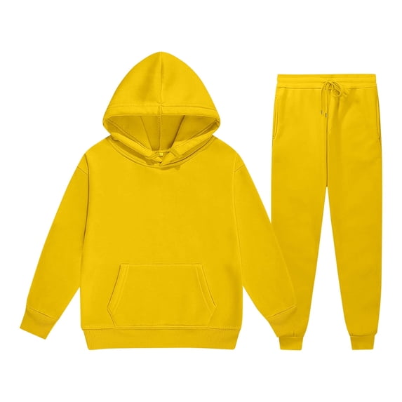 TOWED22 Girls Boys Tracksuit Pullover Hoodie Jogging Pants Set Fall Winter 2 Pieces Sweatsuit for Kids Fashion Sweatshirt Set,Yellow,3-4 Y