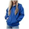 thumbnail image 1 of TOWED22 Girls Boys Zip Up Hoodie Kids Fashion Oversized Long Sleeve Sweatshirt Jacket with Pockets(Blue,8-9 Years), 1 of 7
