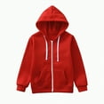 thumbnail image 1 of TOWED22 Girls Boys Zip Up Hoodie Solid Classic Hoodies Soft Hooded Full Zip Sweatshirts for Children(Red,4-5 Y), 1 of 4