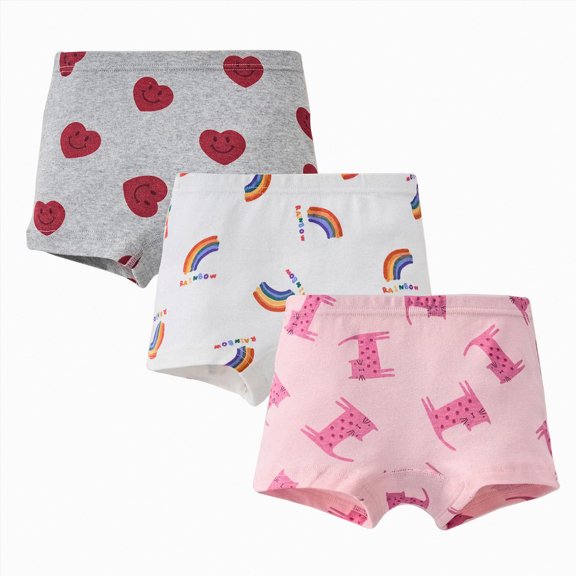 TOWED22 Girls Boyshorts Underwear,Soft Cotton Tagless Panties for Toddlers & Little Kids Comfort,Breathable Briefs,3-Pack(Sky Blue,100.00)