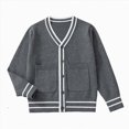 thumbnail image 1 of TOWED22 Girls Cardigan Sweater School Uniforms Toddler Long Sleeve Button Knit Solid Sweaters Tops(Dark Gray,5-7 Y), 1 of 4
