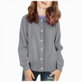thumbnail image 1 of TOWED22 Girls Cardigan Sweaters Long Sleeve Cable Knitted Cropped Sweater Button Closure Tops(Grey,10-11 Y), 1 of 7