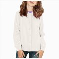 thumbnail image 1 of TOWED22 Girls Cardigan Sweaters Long Sleeve Cable Knitted Cropped Sweater Button Closure Tops(White,3-4 Y), 1 of 9