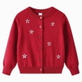 thumbnail image 1 of TOWED22 Girls' Cardigans Sweater School Uniforms Cotton Long Sleeve Lightweight Outerwear(Red,11-12 Y), 1 of 5