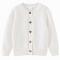 thumbnail image 1 of TOWED22 Girls' Cardigans Sweater School Uniforms Cotton Long Sleeve Lightweight Outerwear(White,3-4 Y), 1 of 7