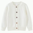 thumbnail image 1 of TOWED22 Girls' Cardigans Sweater School Uniforms Cotton Long Sleeve Lightweight Outerwear(White,4-5 Y), 1 of 7
