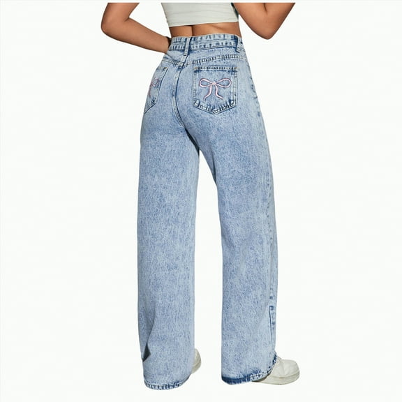 TOWED22 Girls Casual Ripped Frayed Split Hem Flare Bell Bottom Jeans Denim Pants(Light Blue,15-16 Y)