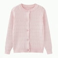 thumbnail image 1 of TOWED22 Girls Crewneck Cardigan Solid Cotton Long Sleeve Button Sweater Uniform Sweaters for Little Girls(Pink,9-10 Y), 1 of 7