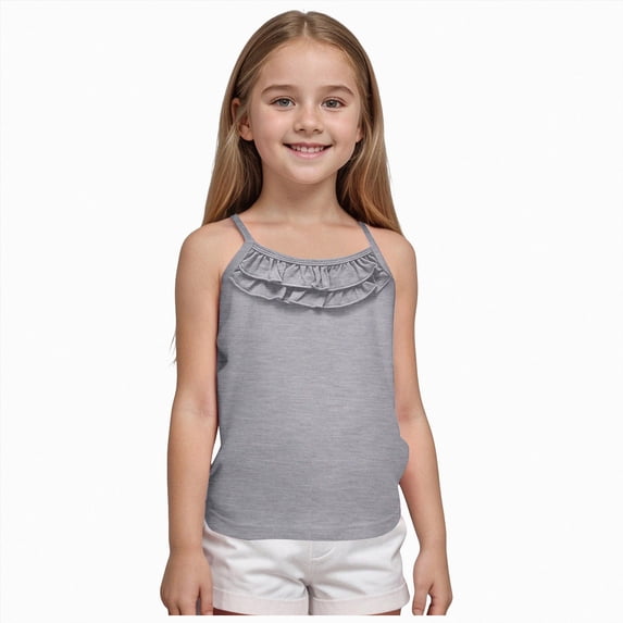 TOWED22 Girls Dance Tank Tops Toddler Racerback Sleeveless Top Girl Undershirts for Ballet Gymnastics(Grey,9-18 M)