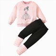 thumbnail image 1 of TOWED22 Girls Fall Outfits Long Sleeve Shirts Cute Graphic Outfit Pants Set Baby Toddler Girl Clothes,Pink,3-4 Y, 1 of 7
