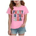 thumbnail image 1 of TOWED22 Girls Graphic 4th of July Shirts American Flag Tshirt Patriotic Top Independence Day Tee Tops（Pink,7-8 Y）, 1 of 4