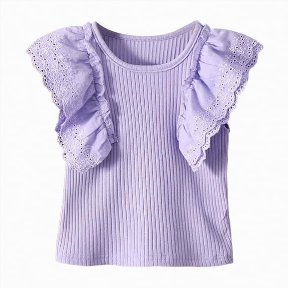 TOWED22 Girls Graphic Short Sleeve T Shirts Kids Summer Oversized Tops Casual Crewneck Tees 5-14 Years(Purple,4-5 Y)