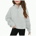thumbnail image 1 of TOWED22 Girls Half Zip Sweatshirt Long Sleeve Tops Quarter Zip Pullover Sweatshirts for Teen Girls Trendy Preppy Clothing(Grey,160/13-14years), 1 of 4