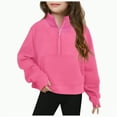 thumbnail image 1 of TOWED22 Girls Half Zip Sweatshirt Long Sleeve Tops Quarter Zip Pullover Sweatshirts for Teen Girls Trendy Preppy Clothing(Hot Pink,110/5-6years), 1 of 4