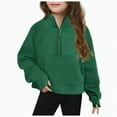 thumbnail image 1 of TOWED22 Girls Half Zip Sweatshirt Quarter Zip Pullover Sweatshirts Fall Tops with Pockets Thumb Hole(Green,5-6 Years), 1 of 8