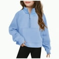 thumbnail image 1 of TOWED22 Girls Half Zip Sweatshirt Quarter Zip Pullover Sweatshirts Fall Tops with Pockets Thumb Hole(Light Blue,7-8 Years), 1 of 7