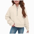 thumbnail image 1 of TOWED22 Girls Half Zip Sweatshirt Solid Fleece Quarter Zip Pullover Hoodis Fall Clothes for Teen Girls Thumb Hole,3-4 Y, 1 of 6