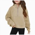 thumbnail image 1 of TOWED22 Girls Half Zip Up Sweatshirt Long Sleeve Cropped Pullover Sweatshirt Fall Cute Clothes for Girls Fashion Winter Sweatshirts,C, 1 of 7