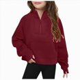 thumbnail image 1 of TOWED22 Girls Half Zip up Sweatshirt Trendy Winter Cropped Long Sleeve Shirt Pullover Youth Preppy Tween Girl Cute Clothes,5-6 Y, 1 of 5