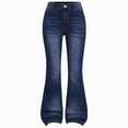 thumbnail image 1 of TOWED22 Girl's Flared Leg Denim Pants Raw Trim Split Hem Y2K Jeans Bell Bottoms Dark Blue,5-6 Y, 1 of 4