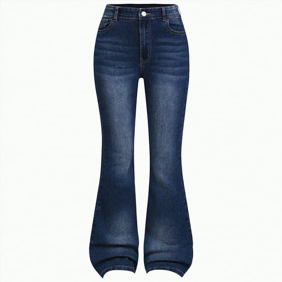 TOWED22 Girls Jeans Denim Elastic Waist Wide Leg Baggy Pants Kids Clothes(Dark Blue,5-6 Y)