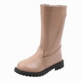 thumbnail image 1 of TOWED22 Girls Knee High Boots Fashion Comfortable Round Toe Low Heel Riding Boots Winter Tall Boots Little Kid/Big Kid(Khaki,1), 1 of 5