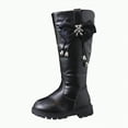 thumbnail image 1 of TOWED22 Girls Knee-High Fashion Boot Side Zipper and Buckle Strap Riding Boots(Black,12), 1 of 7