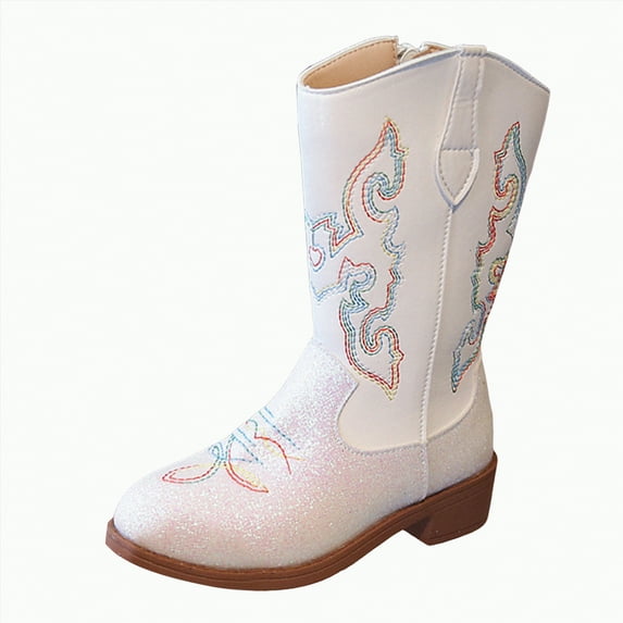 TOWED22 Girls Knee High Fashion Riding Boots Winter Warm Shoes Toddler(Big Kids/Little Kids/Toddler)(White,2.5)